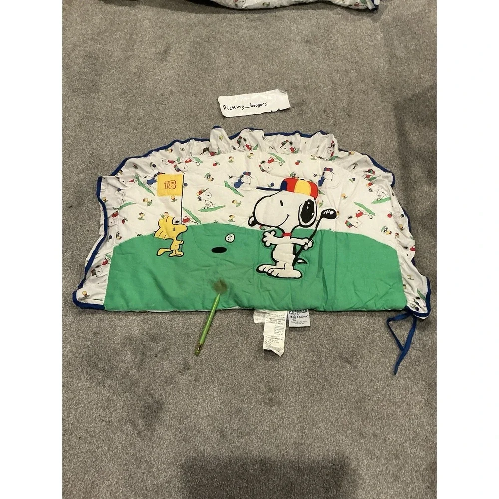Vintage SNOOPY Golf CRIB QUILT KIT Peanuts Collection by Quilted Bedspread RARE